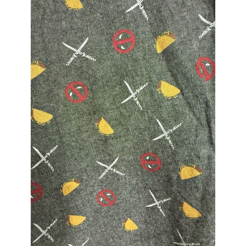 Marvel Deadpool Taco Short Sleeve Button Up Shirt Men's 3XL Gray Grunge Comic - Picture 4 of 5